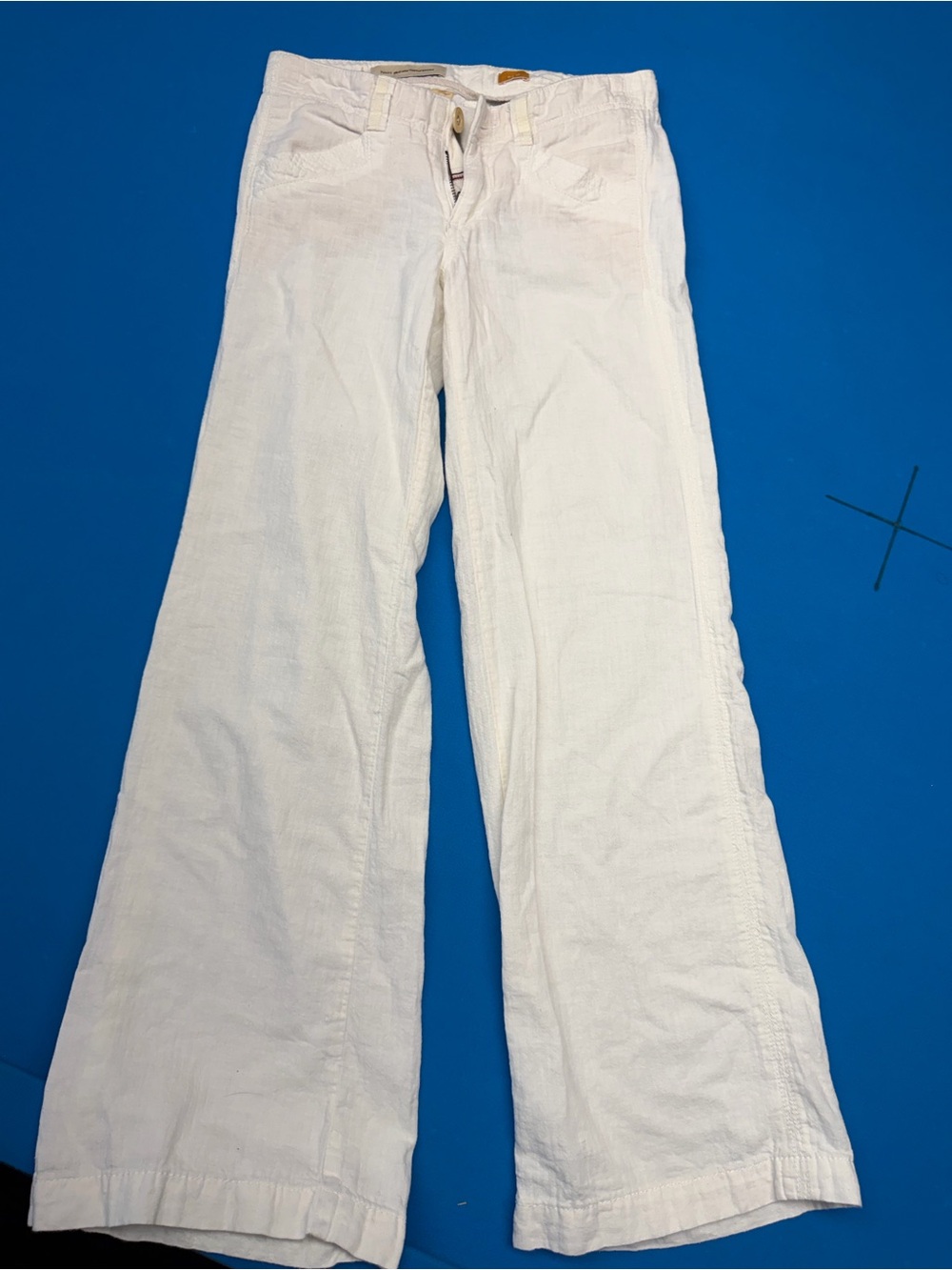 Pilcro and the Letterpress White Wide-Leg linen pants